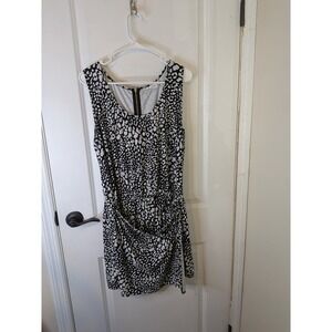 Beach House Style Womens XL Romper Black White Animal Print Back Zip Sleeveless